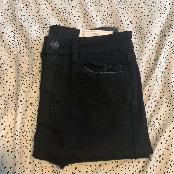 American Eagle Outfitters Black Distressed Hi-Rise Jeggings - Picture 1 of 10